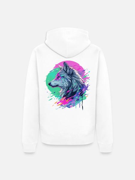 Wolf Wolfskopf Manga Anime Japan Style Kunst Bunt - Ekologisk premiumluvjack unisex - vit