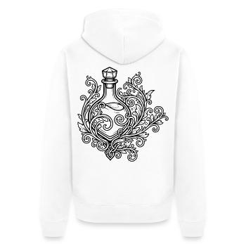 Elixierfläschchen und Blumen - Unisex Premium Bio Zip Hoodie - Weiß - Hinten - Thijin (182cm)