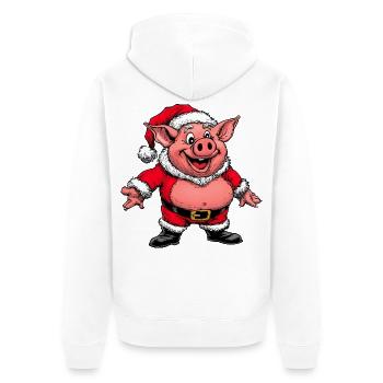 Piggy Santa Claus - Unisex Premium Organic Zip Hoodie - white - Back - Thijin (182cm)