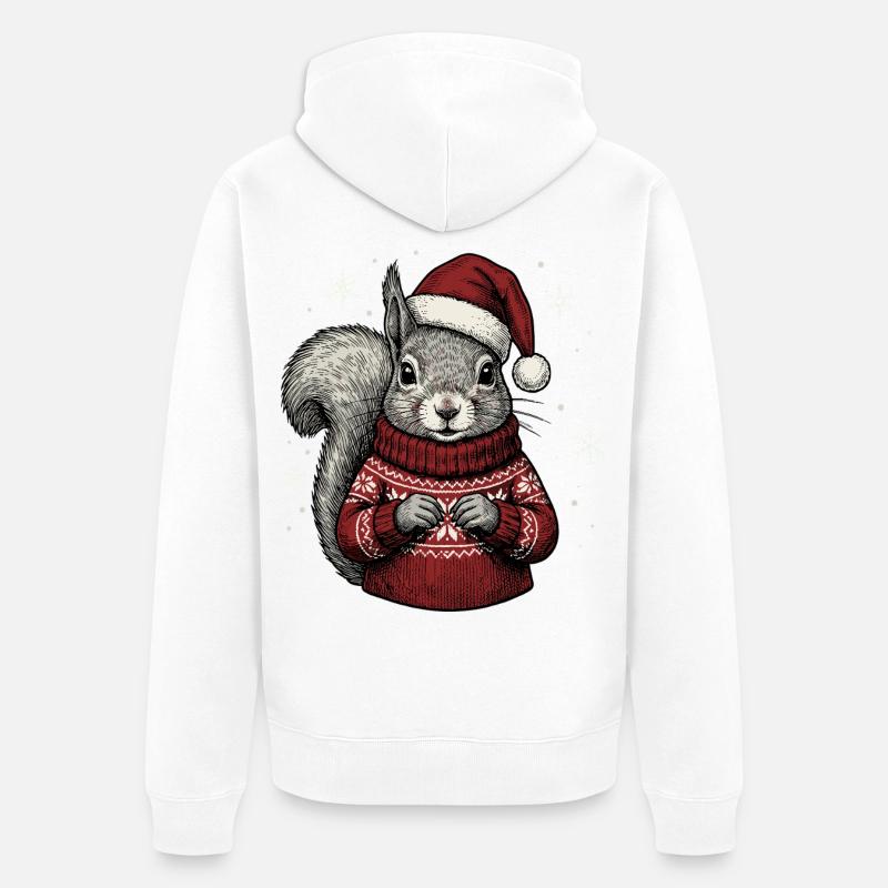 Pyjama au chapeau de Noël Écureuil - Veste à capuche bio Premium Unisexe - blanc