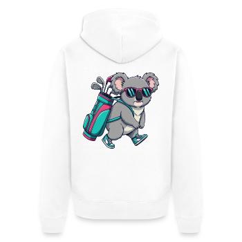 Lustiger Koala-Golfer Zeichentrick Cooles Golftier - Unisex Premium Bio Zip Hoodie - Weiß - Hinten - Thijin (182cm)