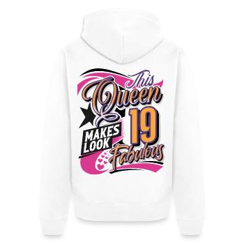 19th Birthday Queen Women - Unisex Premium Organic Zip Hoodie - white - Back - Thijin (182cm)