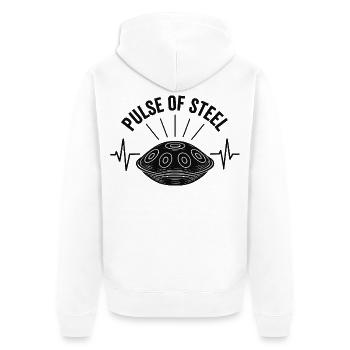Pulse Of Steel - Unisex Premium Bio Zip Hoodie - Weiß - Hinten - Thijin (182cm)