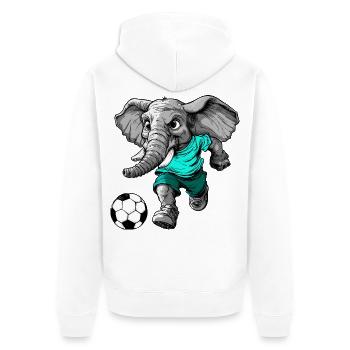 Fussballer Elefant - Unisex Premium Bio Zip Hoodie - Weiß - Hinten - Thijin (182cm)