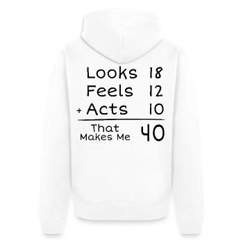40 Jahre humorvolles Jubiläum | 40. Jubiläum - Unisex Premium Bio Zip Hoodie - Weiß - Hinten - Thijin (182cm)