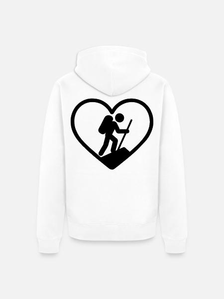 Heart hiking – nature lover - Unisex Premium Organic Zip Hoodie - white