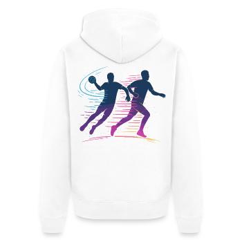Handball Neon Player, Fast Attack, Team - Unisex Premium Organic Zip Hoodie - white - Back - Thijin (182cm)