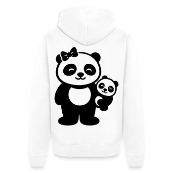 Maman Panda avec cadeau familial bébé - Veste à capuche bio Premium Unisexe - blanc - Dos - Thijin (182cm)