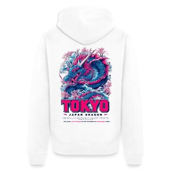 Tokyo Dragon Fleurs de néon - Veste à capuche bio Premium Unisexe - blanc - Dos - Thijin (182cm)
