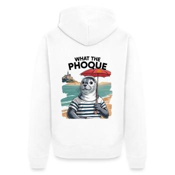 Cadeau Humour Normandie Phoque Normand Fierté - Veste à capuche bio Premium Unisexe - blanc - Dos - Thijin (182cm)