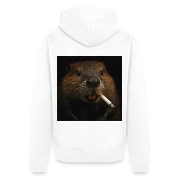 Smoking Beaver - Unisex Premium Organic Zip Hoodie - white - Back - Thijin (182cm)