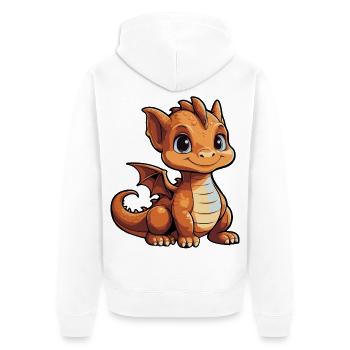 Little Cartoon Dragon - Unisex Premium Organic Zip Hoodie - white - Back - Thijin (182cm)