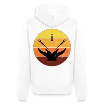 Akupunkteur Vintage Sunset Healing Hands - Unisex Premium Bio Zip Hoodie - Weiß - Hinten - Thijin (182cm)