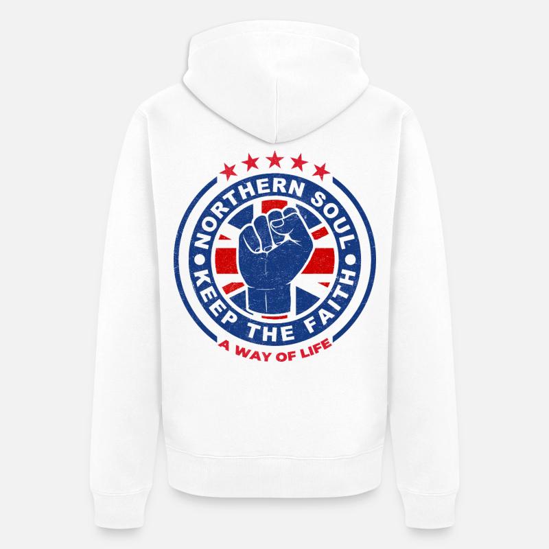 Nördliches Seelenfaust-Emblem Bewahre den Glauben - Unisex Premium Bio Zip Hoodie - Weiß
