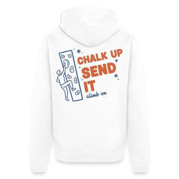Chalk Up Send It Climb On Rock Climbing Fun - Unisex Premium Organic Zip Hoodie - white - Back - Thijin (182cm)
