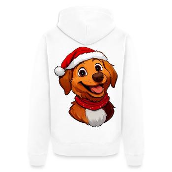 Hund Weihnachtsmann - Unisex Premium Bio Zip Hoodie - Weiß - Hinten - Thijin (182cm)