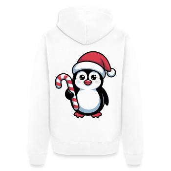 Penguin Santa with candy cane - Unisex Premium Organic Zip Hoodie - white - Back - Thijin (182cm)