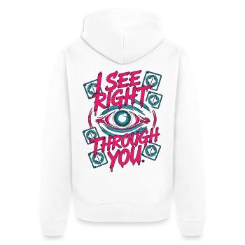 MRI Tech I See Right Through You Radiologist - Unisex Premium Bio Zip Hoodie - Weiß - Hinten - Thijin (182cm)
