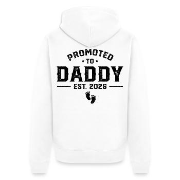 Daddy Est 2026 – Lustiges Papa  - Unisex Premium Bio Zip Hoodie - Weiß - Hinten - Thijin (182cm)