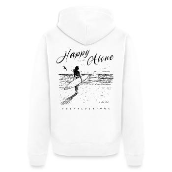 Sonnenuntergang Surferin am Meer Fuerteventura - Unisex Premium Bio Zip Hoodie - Weiß - Hinten - Thijin (182cm)