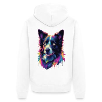 Colorful Dog Head Neon Palette - Unisex Premium Organic Zip Hoodie - white - Back - Thijin (182cm)