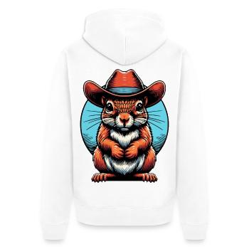 Cowboy Squirrel Graphic - Unisex Premium Organic Zip Hoodie - white - Back - Thijin (182cm)