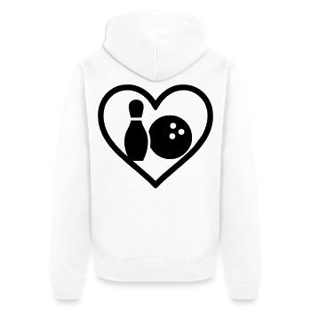 Heart Bowling Pinball Sportgeschenk - Unisex Premium Bio Zip Hoodie - Weiß - Hinten - Thijin (182cm)