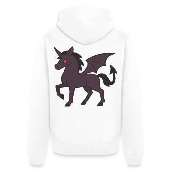 Licorne Démoniaque Sombre aux Ailes et aux Yeux Rouges - Veste à capuche bio Premium Unisexe - blanc - Dos - Thijin (182cm)