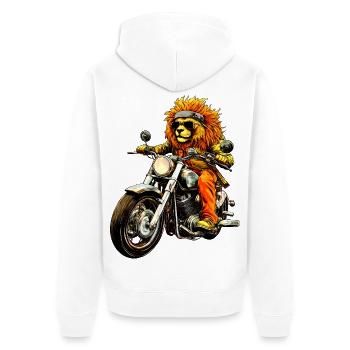 Motorcycle Lions - Unisex Premium Organic Zip Hoodie - white - Back - Thijin (182cm)