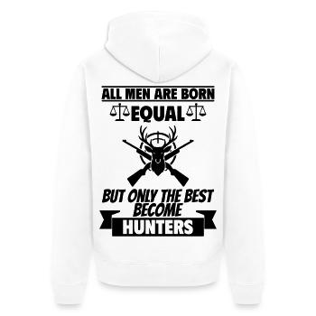 Tous les hommes naissent chasseurs égaux - Veste à capuche bio Premium Unisexe - blanc - Dos - Thijin (182cm)