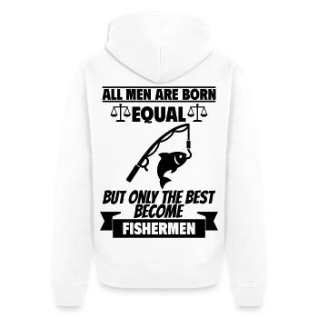 All Men Are Born Equal Anglers - Unisex Premium Organic Zip Hoodie - white - Back - Thijin (182cm)