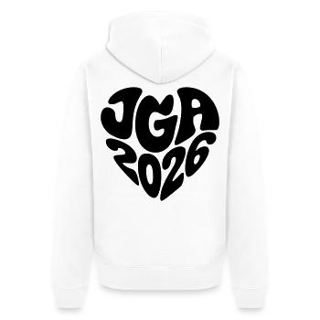 Jga 2026 Herz Form Herzform - Unisex Premium Bio Zip Hoodie - Weiß - Hinten - Thijin (182cm)