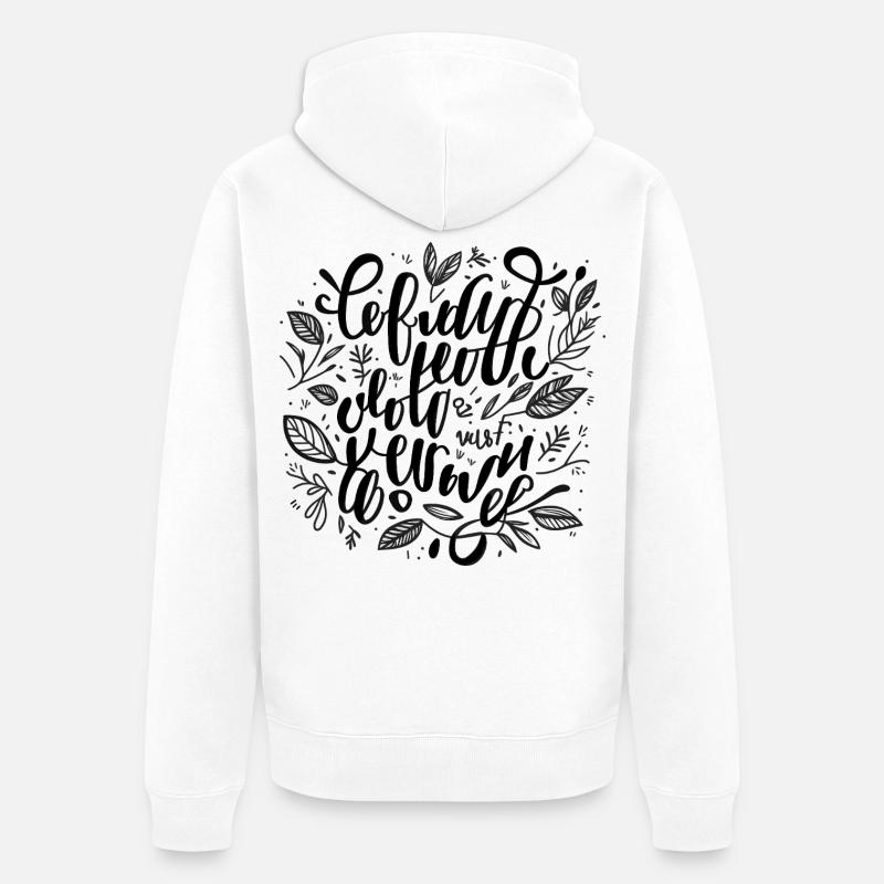 Lettrage manuel du feuillage - Veste à capuche bio Premium Unisexe - blanc