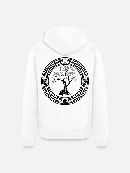 Antikes Symbol des schwarzen Olivenbaums - Unisex Premium Bio Zip Hoodie - Weiß
