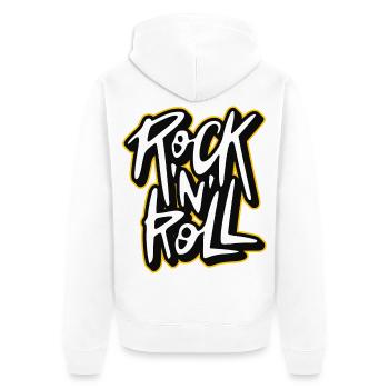 Rock 'N' Roll Graffiti Style Script Logo - Unisex Premium Organic Zip Hoodie - white - Back - Thijin (182cm)