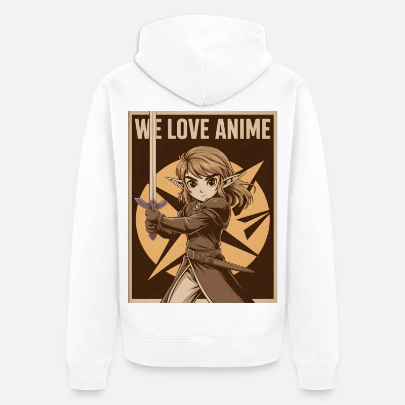 Héroïne d’anime avec une épée - Veste à capuche bio Premium Unisexe - blanc