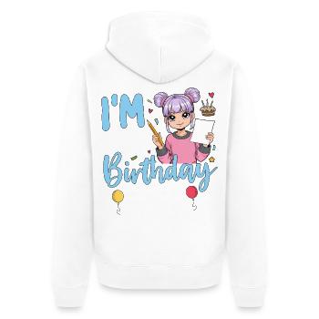 I'm The Birthday Girl - Unisex Premium Organic Zip Hoodie - white - Back - Thijin (182cm)