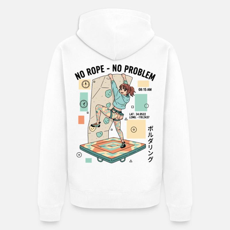 Kein Seil Kein Problem Bouldering Kletterer Spaß - Unisex Premium Bio Zip Hoodie - Weiß
