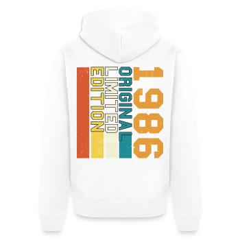 1986 Vintage Birthday Original Retro Gift 86 - Unisex Premium Organic Zip Hoodie - white - Back - Thijin (182cm)