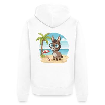 Süßer Esel mit Brille Strandsommerferien - Unisex Premium Bio Zip Hoodie - Weiß - Hinten - Thijin (182cm)