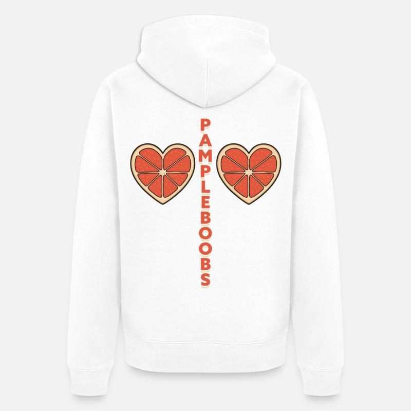 Pampleboobs – Design fun avec de pamplemousse - Veste à capuche bio Premium Unisexe - blanc
