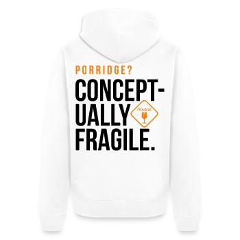 giudan - Porridge - conceptually fragile - Unisex Premium Organic Zip Hoodie - white - Back - Thijin (182cm)