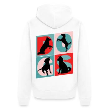 Chiens que j'aime Silhouettes de chiens Maman chien Papa chien - Veste à capuche bio Premium Unisexe - blanc - Dos - Thijin (182cm)