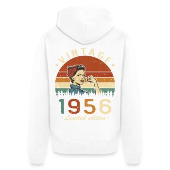 1956 Vintage Rétro Cadeau D'anniversaire Femme - Veste à capuche bio Premium Unisexe - blanc - Dos - Thijin (182cm)