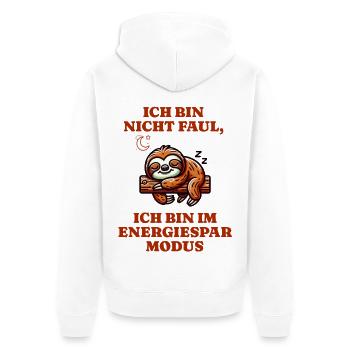 Sloth in power saving mode I'm not lazy - Unisex Premium Organic Zip Hoodie - white - Back - Thijin (182cm)