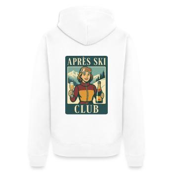 Retro Après Ski Club Ski Holiday Winter Sports - Unisex Premium Organic Zip Hoodie - white - Back - Thijin (182cm)