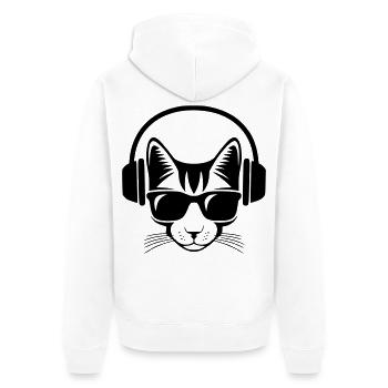 Katzenmusik-Kopfhörer und Sonnenbrille - Unisex Premium Bio Zip Hoodie - Weiß - Hinten - Thijin (182cm)