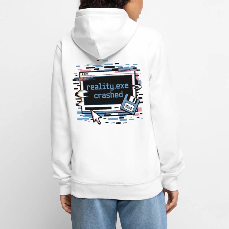Reality.exe Crashed Retro Pixel Design Unisex Premium Organic Zip Hoodie