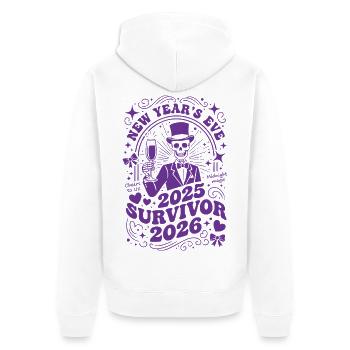 Silvester 2025 Überlebender 2026 Mitternachtsmagie - Unisex Premium Bio Zip Hoodie - Weiß - Hinten - Thijin (182cm)