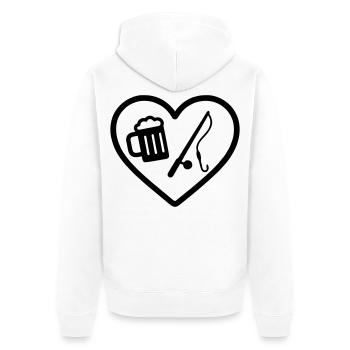 Heart Peach Beer - Unisex Premium Bio Zip Hoodie - Weiß - Hinten - Thijin (182cm)